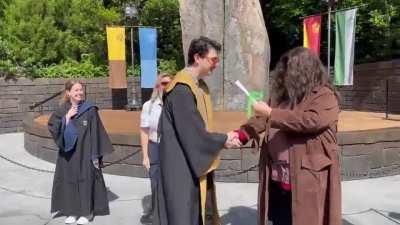 My college graduation was cancelled due to COVID, so my fam dressed up and did a proper ceremony for me at the Wizarding World of Harry Potter! Thanks Dadgrid!!