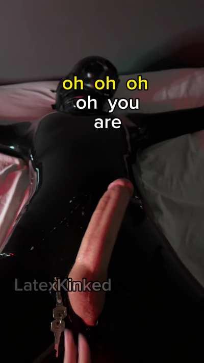 My femdom gf tied me up in latex and kept me bound all night cause I came