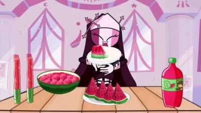 sarv eats watermelon