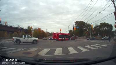 TTC Bus hits another car while turning