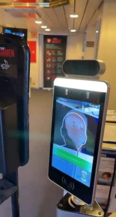 COVID screening machine on a ferry.