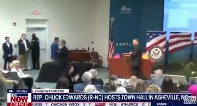 A veteran was removed from House Republican Chuck Edwards' Town Hall in North Carolina.