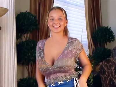 Christina Cleavage in Flowery Blouse