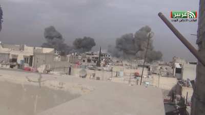 SyAAF jet strikes Opposition controlled Arbin, Syria with 4 bombs - 2/8/2018