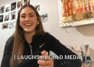 laughs in gold medal