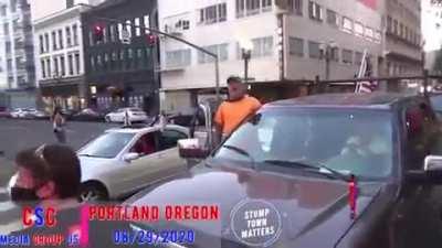 Protester in Portland pretends he was run over