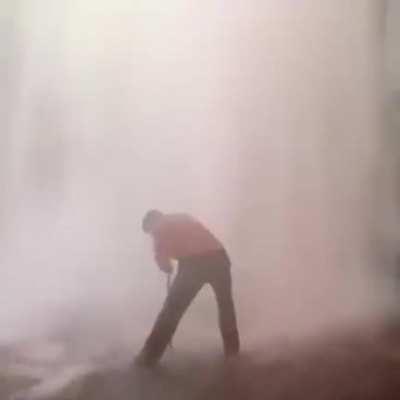 Man summoning god from the depths of hell