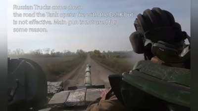 Russian Towed Artillery Convoy runs straight into Ukranian Tanks and Infantry from the 25th brigade fighting near Kherson. Date Unknown. (Re-edited from terrible compilation into coherent chronological footage) (Music from original source)