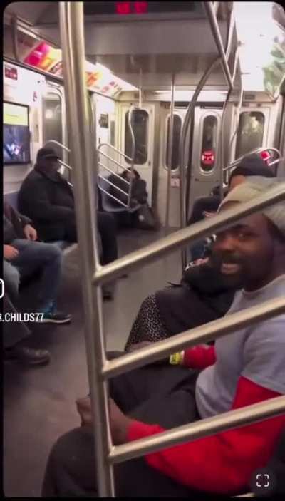 Guy who was threaten people a few days ago on a train gets put in his place.