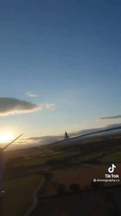 On the blade of a wind turbine