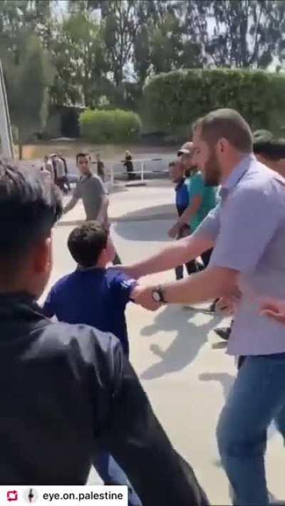 ‏A Palestinian child mourns during the funeral of his father and brother whom were killed by Israeli airstrikes in Gaza yesterday.