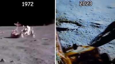 Footage on the moon from 1972 versus 2023