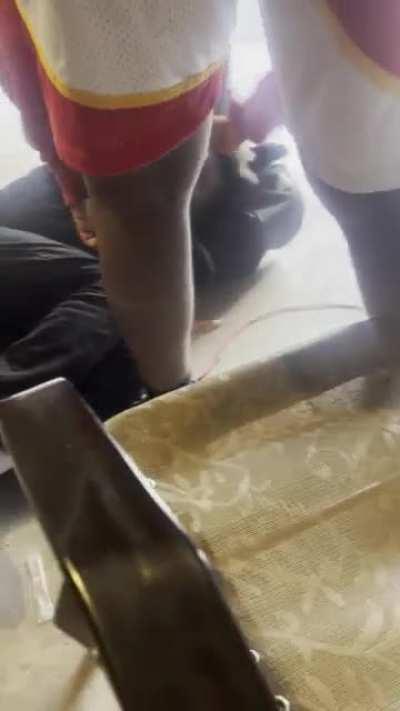 Nigga gets violated for staining Balencis