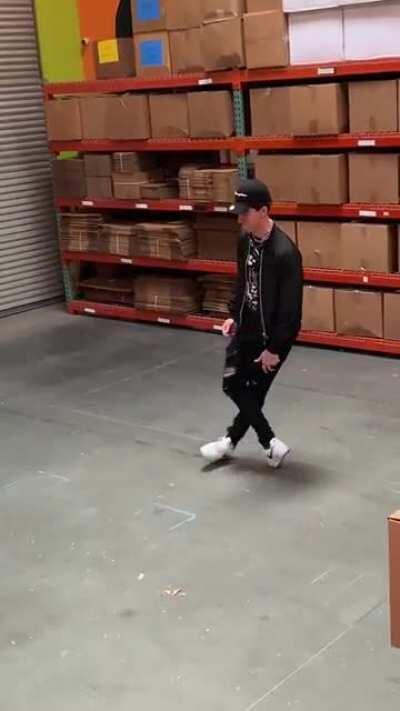 Thought he was wearing Heelys for a minute.