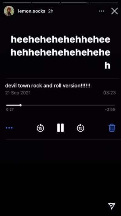 A ‘rock n roll version of devil town’ Robbie posted on his Insta story!