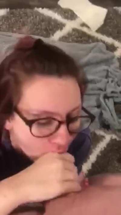 Clothed amateur gets rewarded for her good hand skills (source unknown)