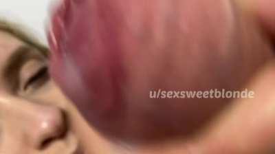 Daddy cum on his baby girl's face