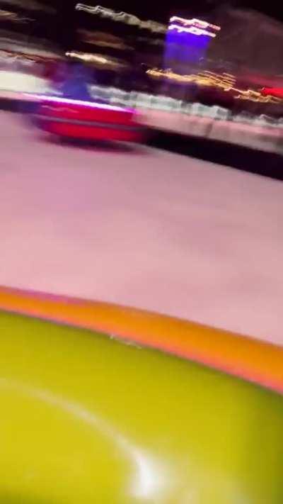 Spinning on bumper carts on ice with my mom who is a certified bro in my eyes laughing our ass’s off.