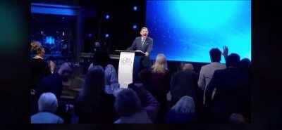 Kenneth Copeland and his followers eerily laughing about the election results