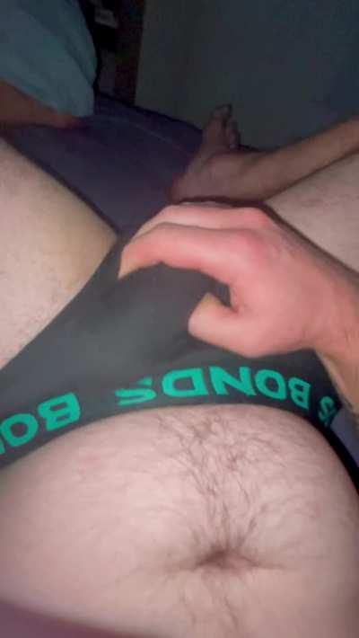 Didn’t even get past teasing myself 🫣accidental cum in underwear 
