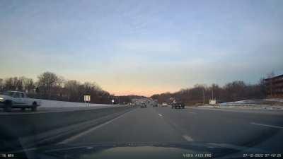 Speeding down the highway early in the morning into a pirouette