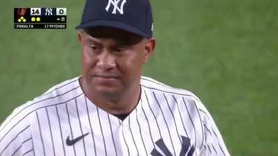 [Highlight] Brandon Hyde comes out to argue about Yankee pitcher Wandy Peralta who hit a batter after almost hitting a prior batter is immediately ejected with 14-0 lead.