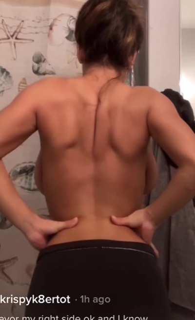 You can see those monsters hang and stretch from behind her omg