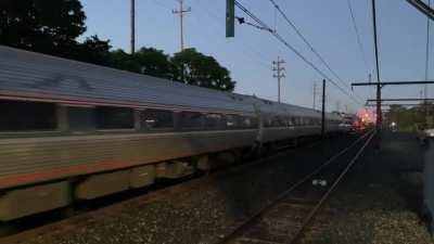 A very late Lake Shore Limited passing by.