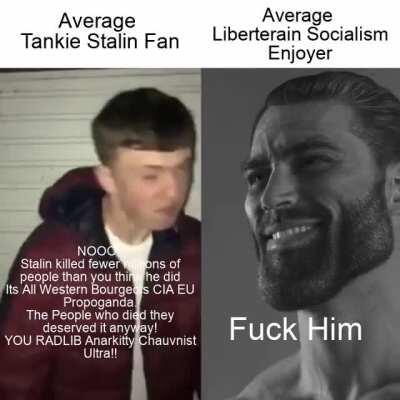 Average Tankie Fan vs Average Libertarian Socialism Enjoyer