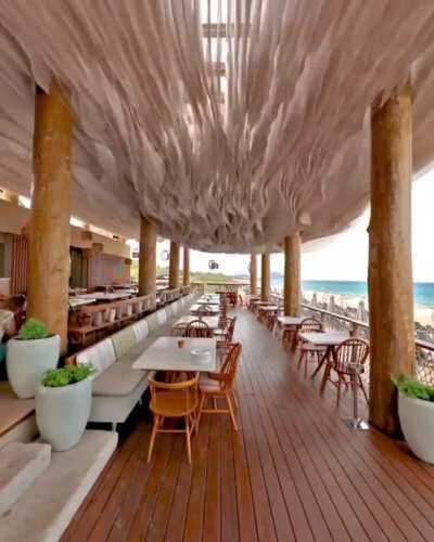 The sails on the ceiling of this restaurant