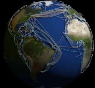 The underwater fiber optic cable network on the Earth
