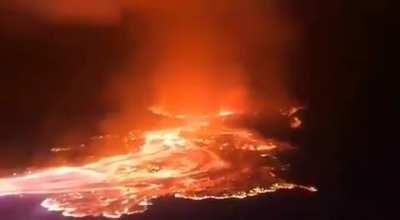 Aerial view of the Nyiragongo eruption. Lava reportedly flowing towards the city of Goma.