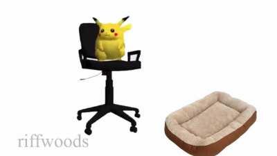 Falling wheelchair cat but it’s spinning pikachu