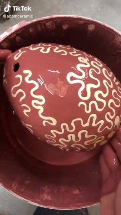 Pottery glaze doesn’t stick to parts coated with wax