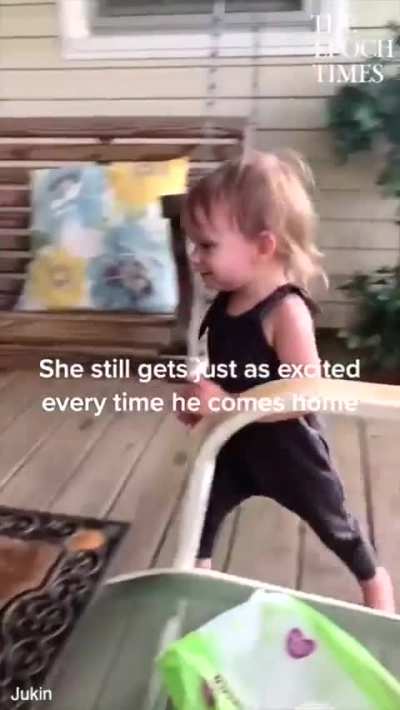After months in foster care, this little girl was finally adopted. The moment she saw her new dad, she ran to him, giggling and calling him 