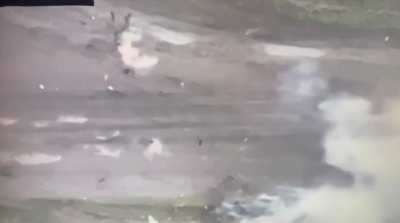 Russian soldier is sent flying by Ukrainian FPV kamikaze drone. Pokrovsk area, Donetsk Oblast