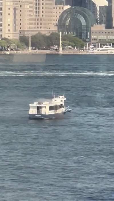 NY Waterways Ferry on 🔥 in front of Harborside