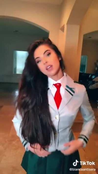 Usually people don’t get hotter putting more clothes on. But she does