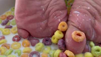 Eat your cereal from my feet