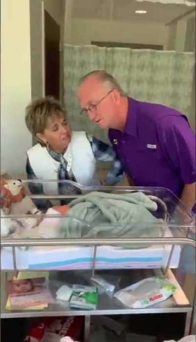 Grandpa cries when he discovers that the baby is named after him
