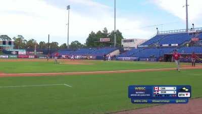 [Highlight] Julio Rodriguez with a go-ahead two-out RBI single in the bottom of the 8th inning to put the Dominican Republic up 6-5 over Canada.