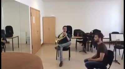 Duet for French Horn and chair