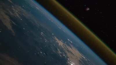 Rocket launch seen from space station