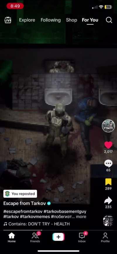 The official Escape from Tarkov tiktok account referenced signalis