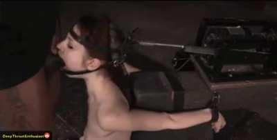 Put her to the test with the deep throat machine - BBC vs. Redhead