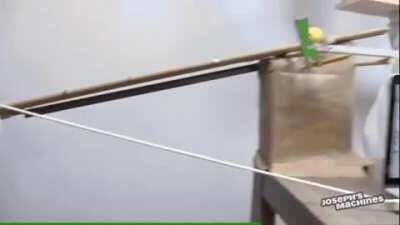 Rube Goldberg machine to serve cake