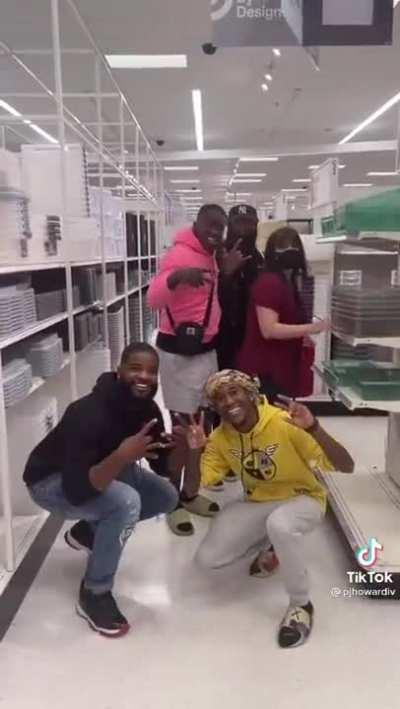 Taking pics with random strangers.