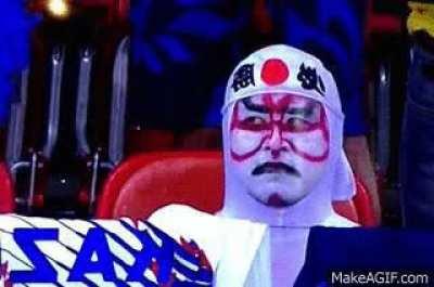 Japanese soccer fan sees himself on cam