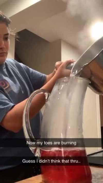 HMC while I pour boiling water into a glass pitcher