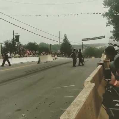 Loose safety standards at a uphill transport drag race